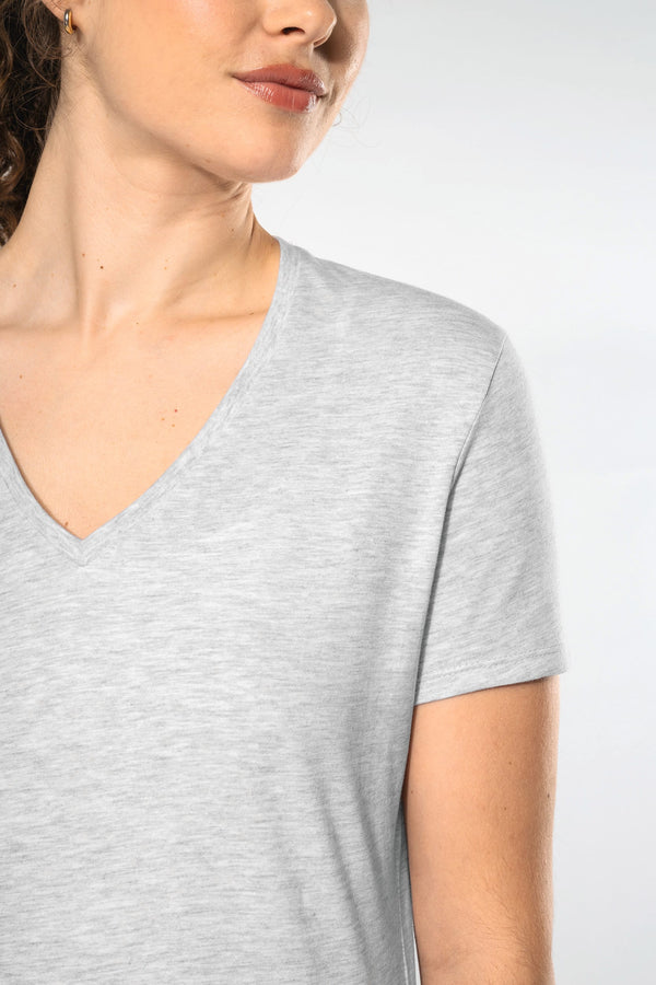 T-shirt Decote V Senhora Algodão Biológico-RAG-Tailors-Fardas-e-Uniformes-Vestuario-Pro
