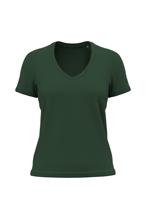 T-shirt Decote V Senhora Algodão Biológico-Verde Floresta-XS-RAG-Tailors-Fardas-e-Uniformes-Vestuario-Pro