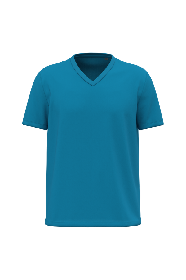T-shirt Decote V de Homem em Algodão Biológico-Azul Tropical-S-RAG-Tailors-Fardas-e-Uniformes-Vestuario-Pro