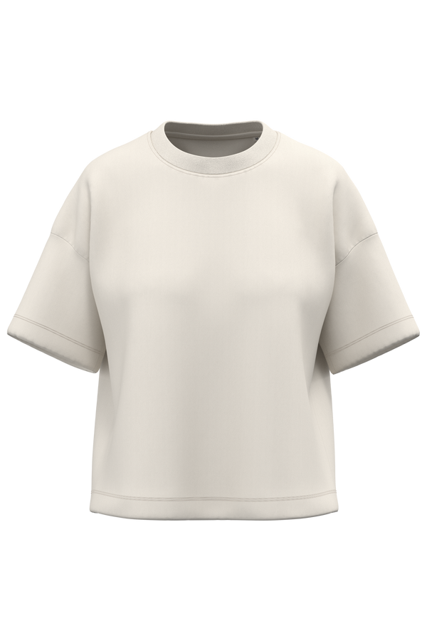 T-shirt Eco-responsável Boxy com Ombros Descaídos de Senhora-Marfim-XS-RAG-Tailors-Fardas-e-Uniformes-Vestuario-Pro