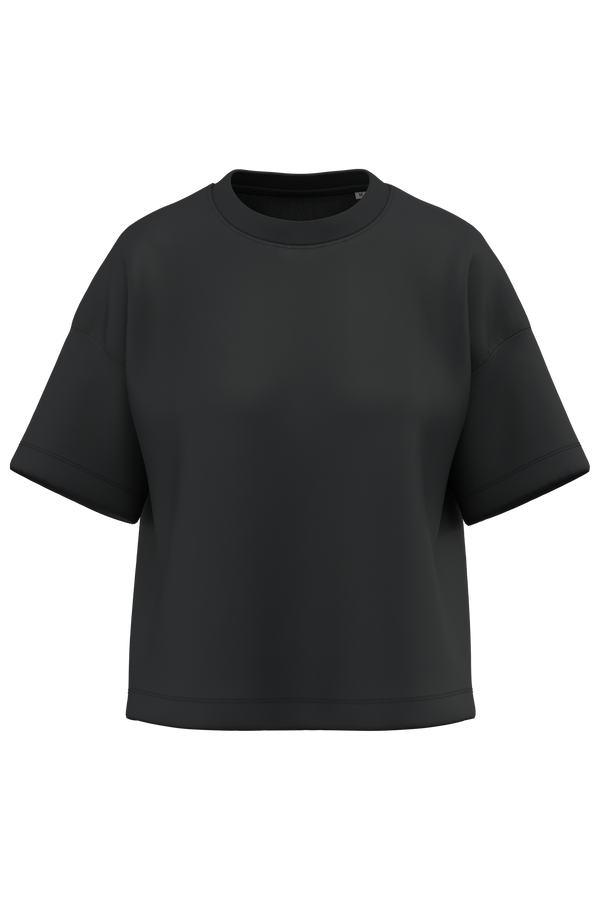 T-shirt Eco-responsável Boxy com Ombros Descaídos de Senhora-Preto-XS-RAG-Tailors-Fardas-e-Uniformes-Vestuario-Pro