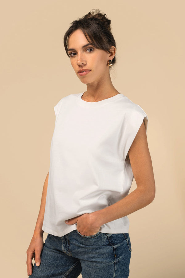 T-shirt Eco-responsável Sem Mangas com Ombreiras Mulher-RAG-Tailors-Fardas-e-Uniformes-Vestuario-Pro
