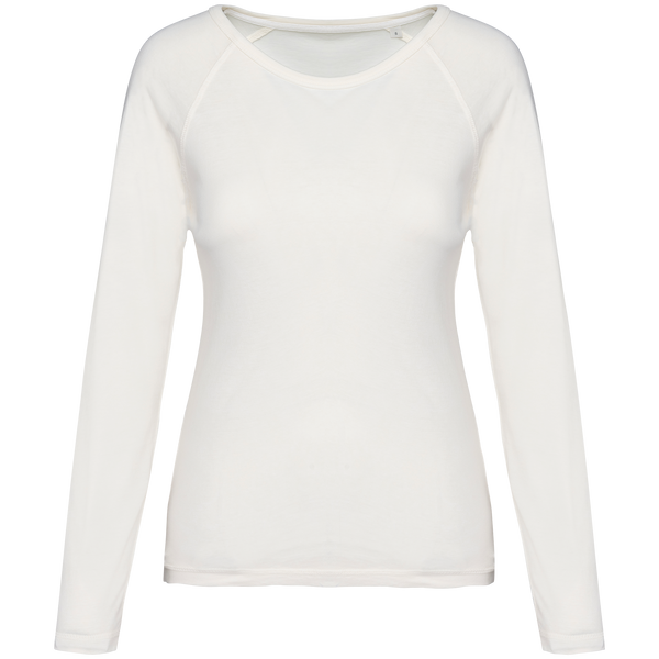 T-shirt Manga Comprida Raglan Senhora em Algodão Biológico-Marfim Lavado-XS-RAG-Tailors-Fardas-e-Uniformes-Vestuario-Pro