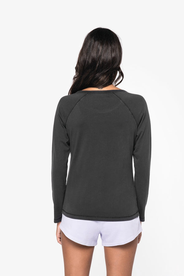T-shirt Manga Comprida Raglan Senhora em Algodão Biológico-RAG-Tailors-Fardas-e-Uniformes-Vestuario-Pro