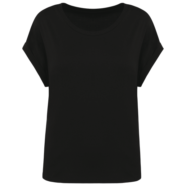 T-shirt Manga Dobrada de Senhora em Algodão Biológico-Preto-XS-RAG-Tailors-Fardas-e-Uniformes-Vestuario-Pro