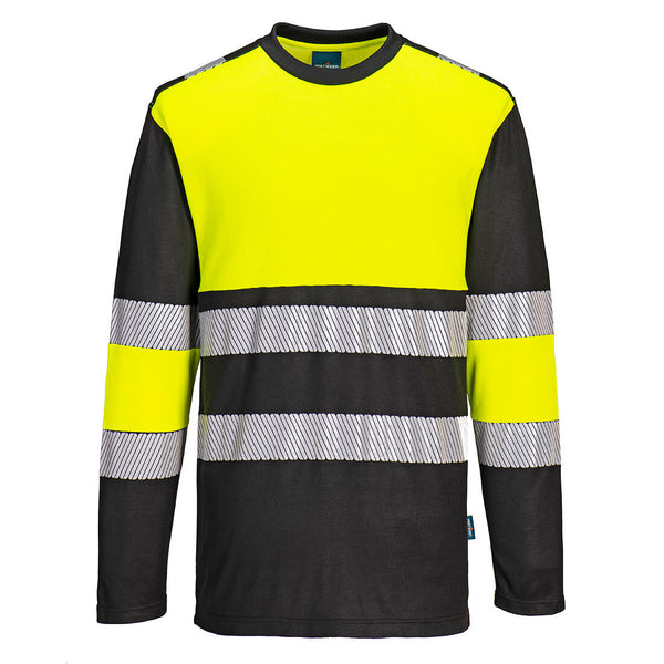 T-shirt PW3 Alta Visibilidade - Manga Comprida Classe 1 L/S-Amarelo/Preto-S-RAG-Tailors-Fardas-e-Uniformes-Vestuario-Pro