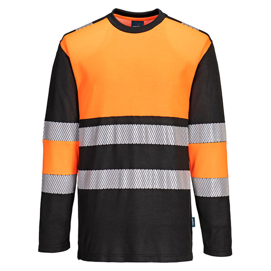 T-shirt PW3 Alta Visibilidade - Manga Comprida Classe 1 L/S-Laranja/Preto-S-RAG-Tailors-Fardas-e-Uniformes-Vestuario-Pro