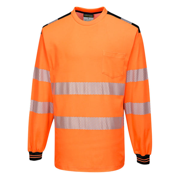 T-shirt PW3 Alta Visibilidade Manga Comprida-Laranja/Preto-4XL-RAG-Tailors-Fardas-e-Uniformes-Vestuario-Pro