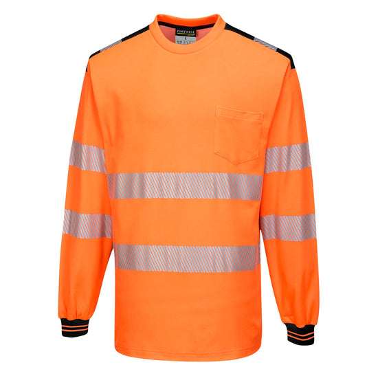 T-shirt PW3 Alta Visibilidade Manga Comprida-Laranja/Preto-S-RAG-Tailors-Fardas-e-Uniformes-Vestuario-Pro