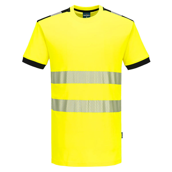 T-shirt PW3 de Algodão de Alta Visibilidade e Confortável Manga Curta-Amarelo/preto-XS-RAG-Tailors-Fardas-e-Uniformes-Vestuario-Pro