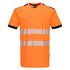 T-shirt PW3 de Algodão de Alta Visibilidade e Confortável Manga Curta-Laranja/preto-XS-RAG-Tailors-Fardas-e-Uniformes-Vestuario-Pro