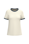 T-shirt Ringer Eco-responsável com Contrastes e Aspeto Lavado Senhora-Marfim / Azul Marinho Lavado-XS-RAG-Tailors-Fardas-e-Uniformes-Vestuario-Pro