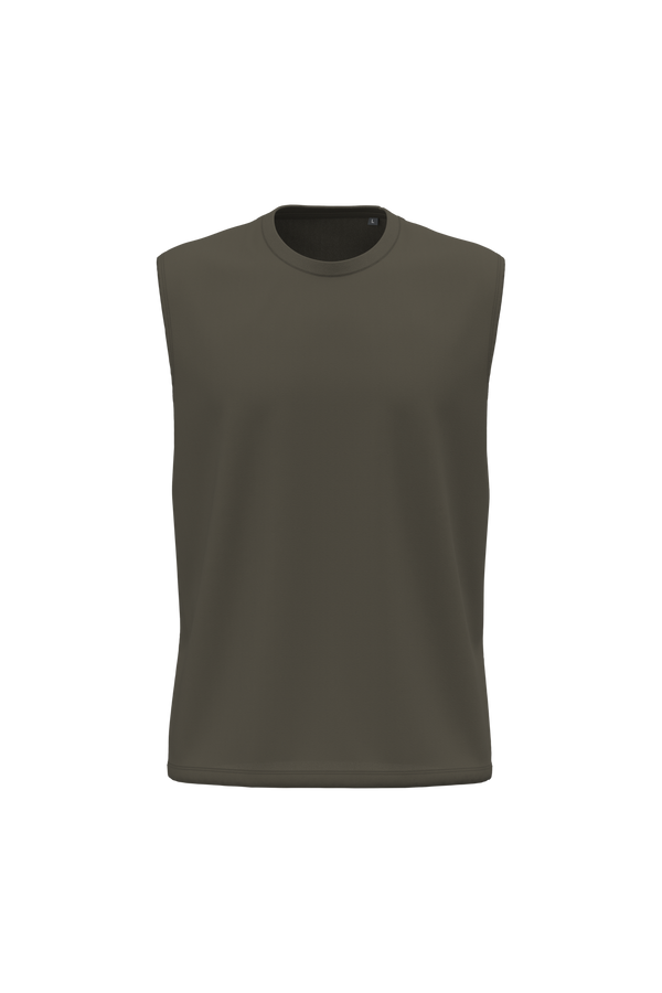 T-shirt Sem Mangas de Homem em Algodão Biológico-Caqui Escuro-S-RAG-Tailors-Fardas-e-Uniformes-Vestuario-Pro