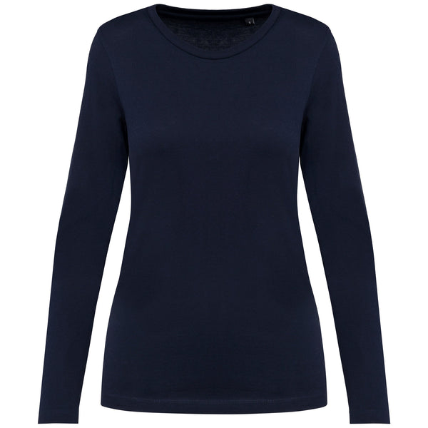 T-shirt Supima® decote redondo e manga comprida de senhora-Deep Navy-XS-RAG-Tailors-Fardas-e-Uniformes-Vestuario-Pro