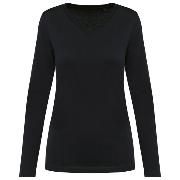 T-shirt Supima® decote V de manga comprida de senhora-RAG-Tailors-Fardas-e-Uniformes-Vestuario-Pro