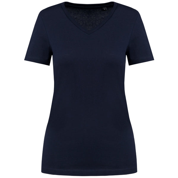 T-shirt Supima® decote V de manga curta de senhora-Deep Navy-XS-RAG-Tailors-Fardas-e-Uniformes-Vestuario-Pro