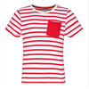 T-shirt às Riscas de Criança Estilo Marinheiro de Manga Curta com Bolso-Branco / Riscas Vermelhas-4/6 Anos-RAG-Tailors-Fardas-e-Uniformes-Vestuario-Pro