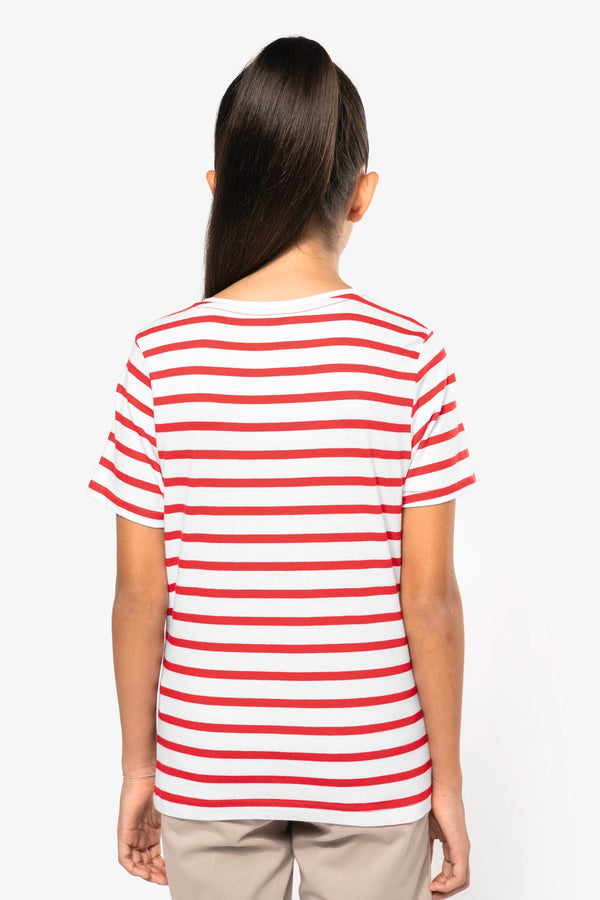 T-shirt às Riscas de Criança Estilo Marinheiro de Manga Curta com Bolso-RAG-Tailors-Fardas-e-Uniformes-Vestuario-Pro