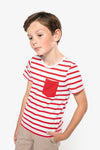 T-shirt às Riscas de Criança Estilo Marinheiro de Manga Curta com Bolso-RAG-Tailors-Fardas-e-Uniformes-Vestuario-Pro