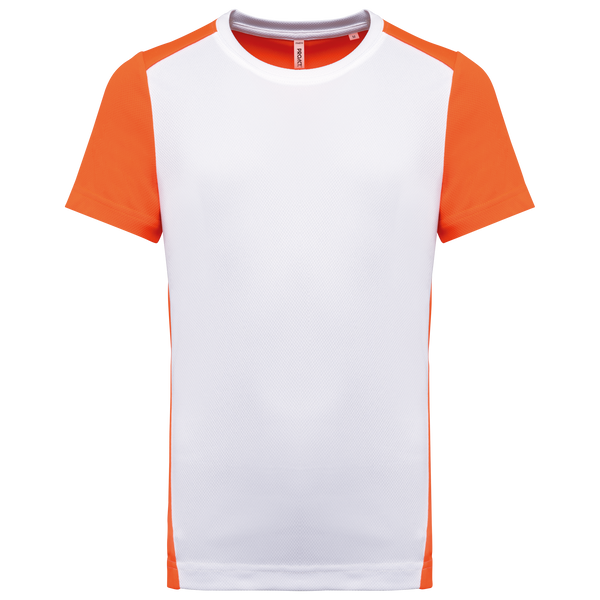 T-shirt de Desporto Bicolor Homem-Branco / Laranja Fluorescente-S-RAG-Tailors-Fardas-e-Uniformes-Vestuario-Pro