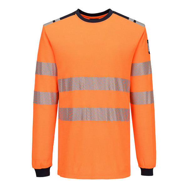 T-shirt de Manga Comprida Modaflame Knit Hi-Vis FR-Laranja/marinho-S-RAG-Tailors-Fardas-e-Uniformes-Vestuario-Pro