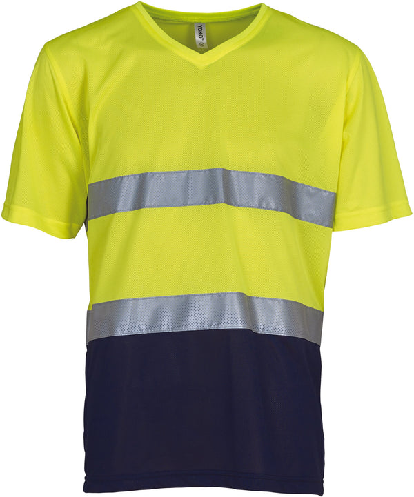 T-shirt de alta visibilidade Top Cool-Hi Vis Amarelo / Azul Marinho-S-RAG-Tailors-Fardas-e-Uniformes-Vestuario-Pro