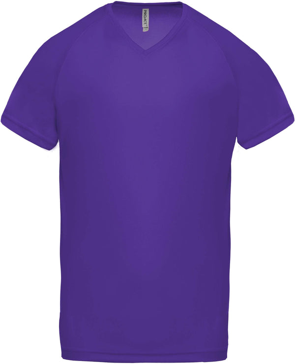 T-shirt de desporto de homem com decote em V de manga curta-Violet-XS-RAG-Tailors-Fardas-e-Uniformes-Vestuario-Pro