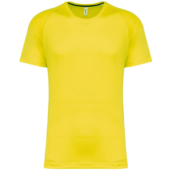 T-shirt de desporto de homem de material reciclado com decote redondo-Fluorescent Yellow-XS-RAG-Tailors-Fardas-e-Uniformes-Vestuario-Pro