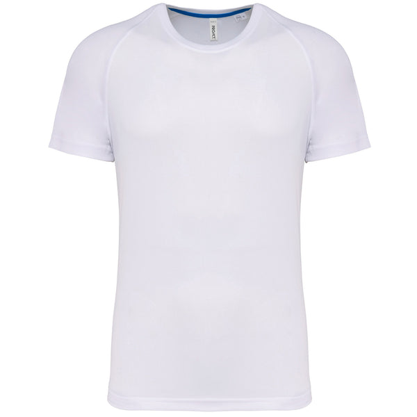 T-shirt de desporto de homem de material reciclado com decote redondo-White-XS-RAG-Tailors-Fardas-e-Uniformes-Vestuario-Pro