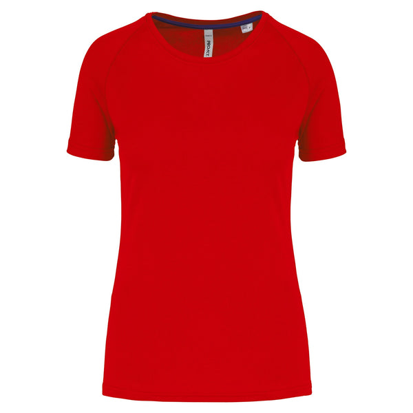 T-shirt de desporto de senhora de material reciclado com decote redondo-Red-XS-RAG-Tailors-Fardas-e-Uniformes-Vestuario-Pro