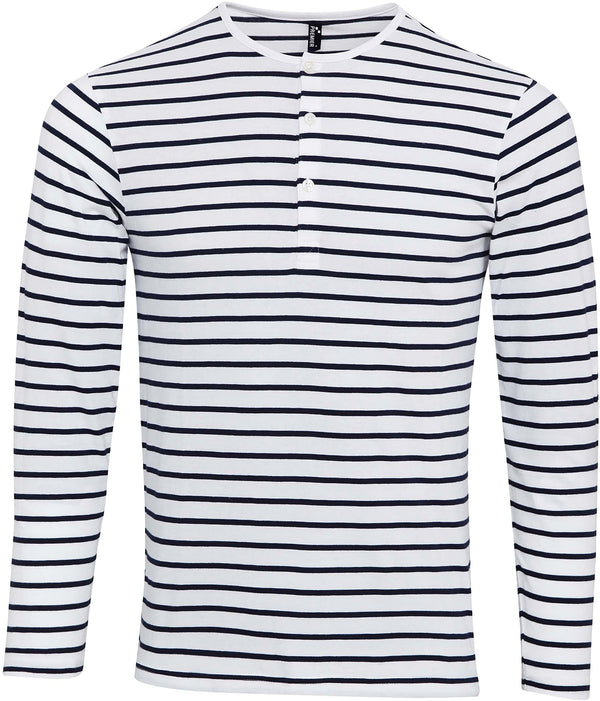 T-shirt de homem com mangas dobráveis "Long John"-Branco / Azul Marinho-XS-RAG-Tailors-Fardas-e-Uniformes-Vestuario-Pro