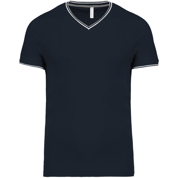 T-shirt de homem em malha piqué com decote V-Azul Marinho / Light Grey / Branco-S-RAG-Tailors-Fardas-e-Uniformes-Vestuario-Pro