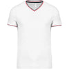 T-shirt de homem em malha piqué com decote V-Branco / Azul Marinho / Vermelho-S-RAG-Tailors-Fardas-e-Uniformes-Vestuario-Pro