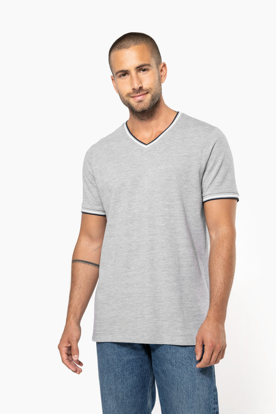 T-shirt homme en maille piquée col V