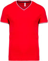 T-shirt de homem em malha piqué com decote V-Vermelho / Azul Marinho / Branco-S-RAG-Tailors-Fardas-e-Uniformes-Vestuario-Pro