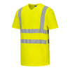 T-shirt de inserções de malha com decote em V-Amarelo-S-RAG-Tailors-Fardas-e-Uniformes-Vestuario-Pro