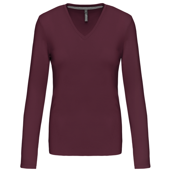 T-shirt de manga comprida decote em V para senhora-RAG-Tailors-Fardas-e-Uniformes-Vestuario-Pro