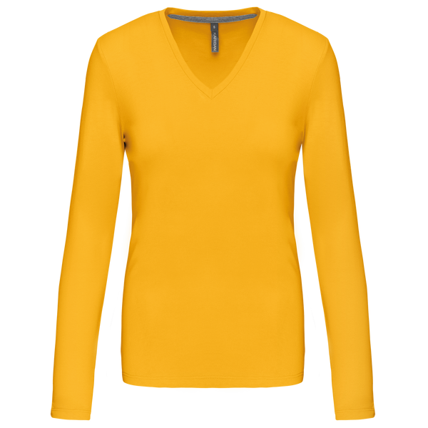 T-shirt de manga comprida decote em V para senhora-RAG-Tailors-Fardas-e-Uniformes-Vestuario-Pro