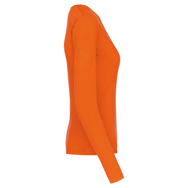 T-shirt de manga comprida decote em V para senhora-RAG-Tailors-Fardas-e-Uniformes-Vestuario-Pro