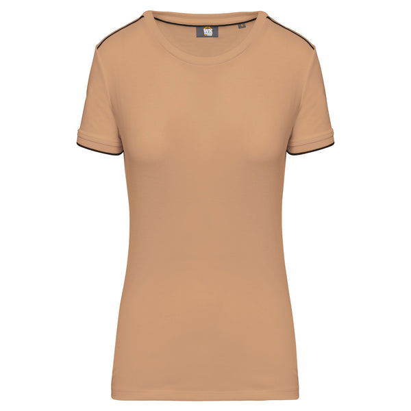 T-shirt de senhora Day To Day de manga curta-Camel / Black-XS-RAG-Tailors-Fardas-e-Uniformes-Vestuario-Pro