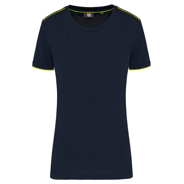 T-shirt de senhora Day To Day de manga curta-Navy / Fluorescent Yellow-XS-RAG-Tailors-Fardas-e-Uniformes-Vestuario-Pro