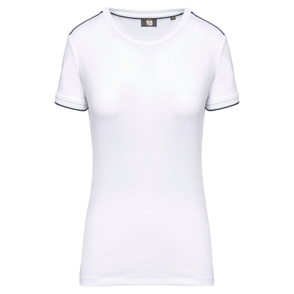 T-shirt de senhora Day To Day de manga curta-White / Navy-XS-RAG-Tailors-Fardas-e-Uniformes-Vestuario-Pro