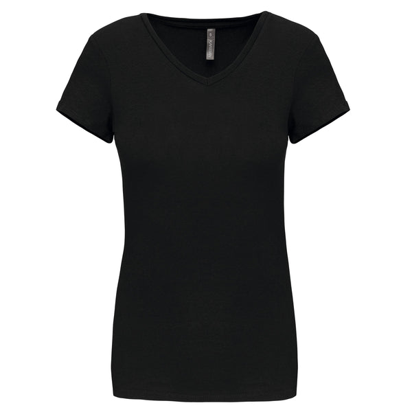 T-shirt de senhora decote V de manga curta-Black-S-RAG-Tailors-Fardas-e-Uniformes-Vestuario-Pro