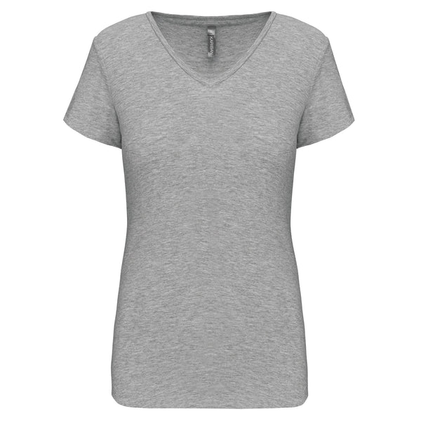 T-shirt de senhora decote V de manga curta-Light grey heather-S-RAG-Tailors-Fardas-e-Uniformes-Vestuario-Pro
