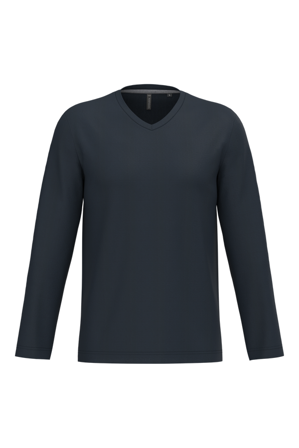 T-shirt manga comprida e decote V-Navy-S-RAG-Tailors-Fardas-e-Uniformes-Vestuario-Pro