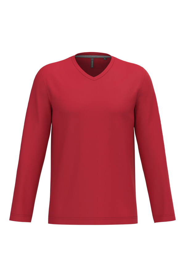 T-shirt manga comprida e decote V-Red-S-RAG-Tailors-Fardas-e-Uniformes-Vestuario-Pro