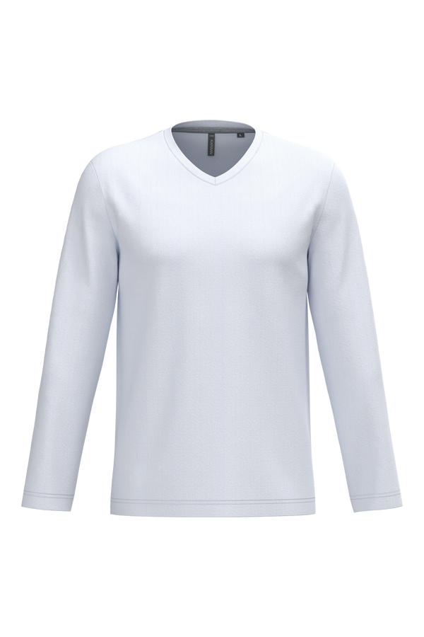 T-shirt manga comprida e decote V-White-S-RAG-Tailors-Fardas-e-Uniformes-Vestuario-Pro