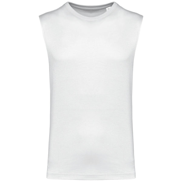T-shirt sem mangas eco-responsável de homem-White-S-RAG-Tailors-Fardas-e-Uniformes-Vestuario-Pro