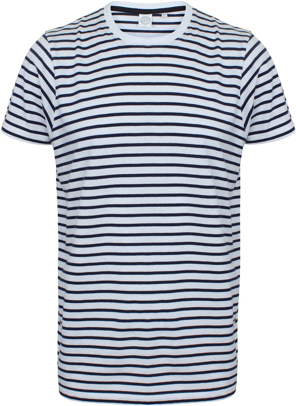 T-shirt unissexo às riscas-Branco / Oxford Azul Marinho-XXS-RAG-Tailors-Fardas-e-Uniformes-Vestuario-Pro