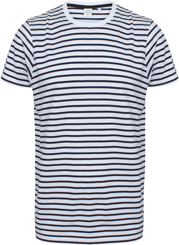T-shirt unissexo às riscas-White / Oxford Navy-XXS-RAG-Tailors-Fardas-e-Uniformes-Vestuario-Pro